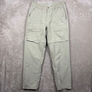 Columbia Mens 32 Convertible Cargo Hiking Pants Tan Khaki Zip Off Gusset Utility